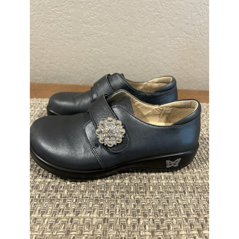 Alegria Joleen Women’s Comfort Shoes Navy Blue Leather Slip Resistant Size 6-6.5